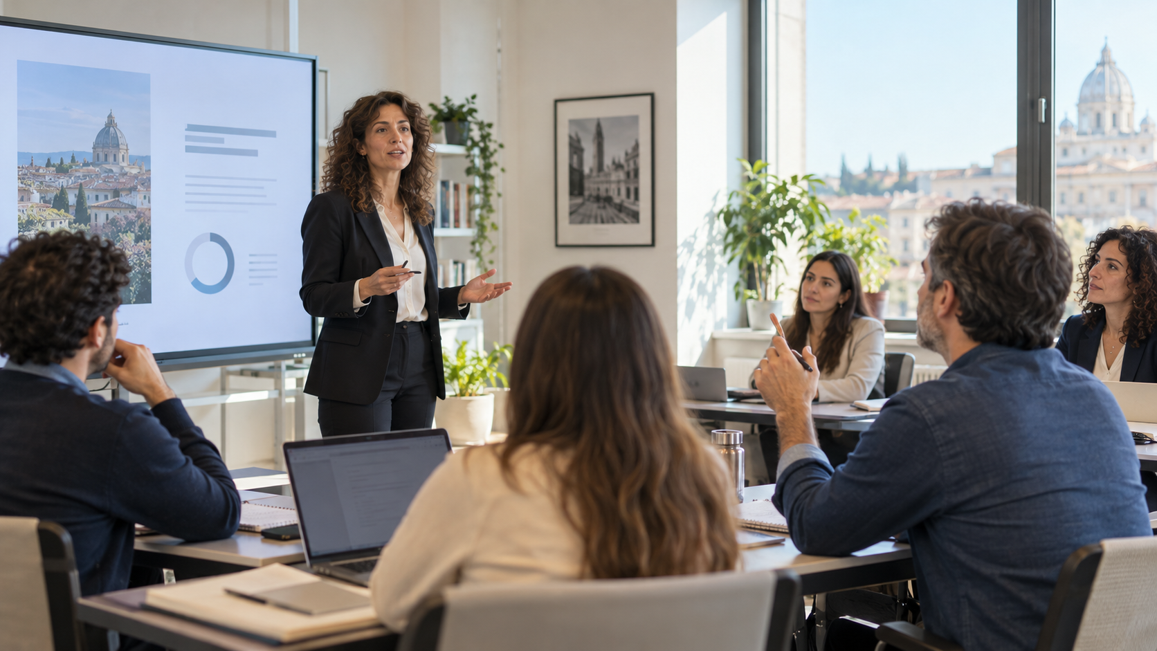Immagine rappresentativa di una lezione professionale con docente e partecipanti adulti